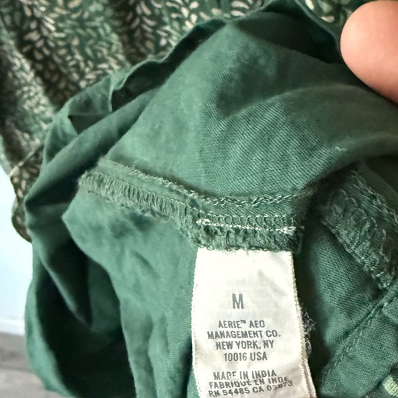 Aerie|Smocked Olive Green Sleeveless babydoll dress with bows on sleeve,Medium• - Picture 12 of 15